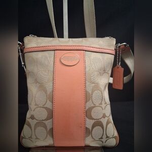 Coach Heritage Signature Swingpack Orange Stripe Logo Fall Mini